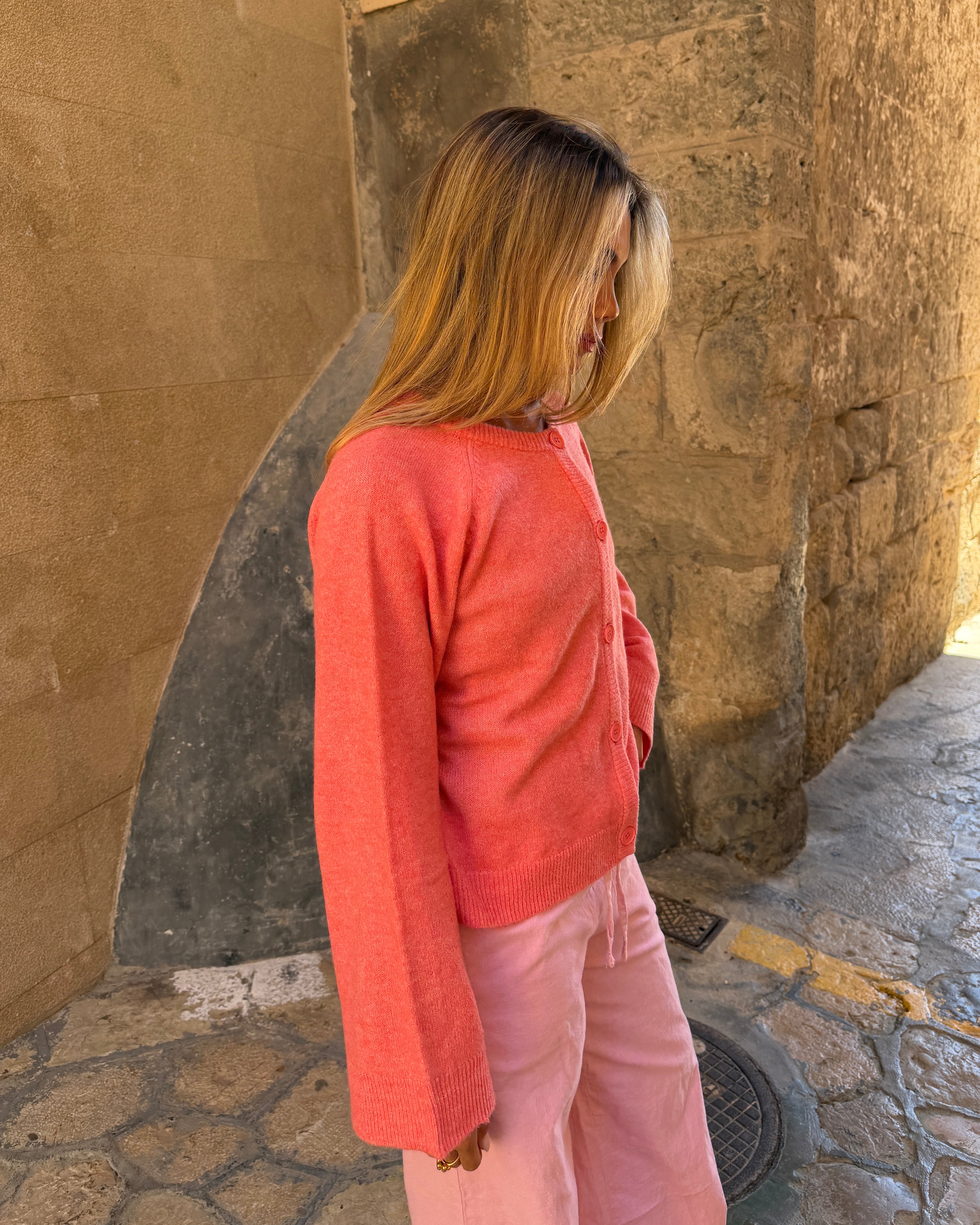 SADIE CARDIGAN - CORAL - Dinvintageshop