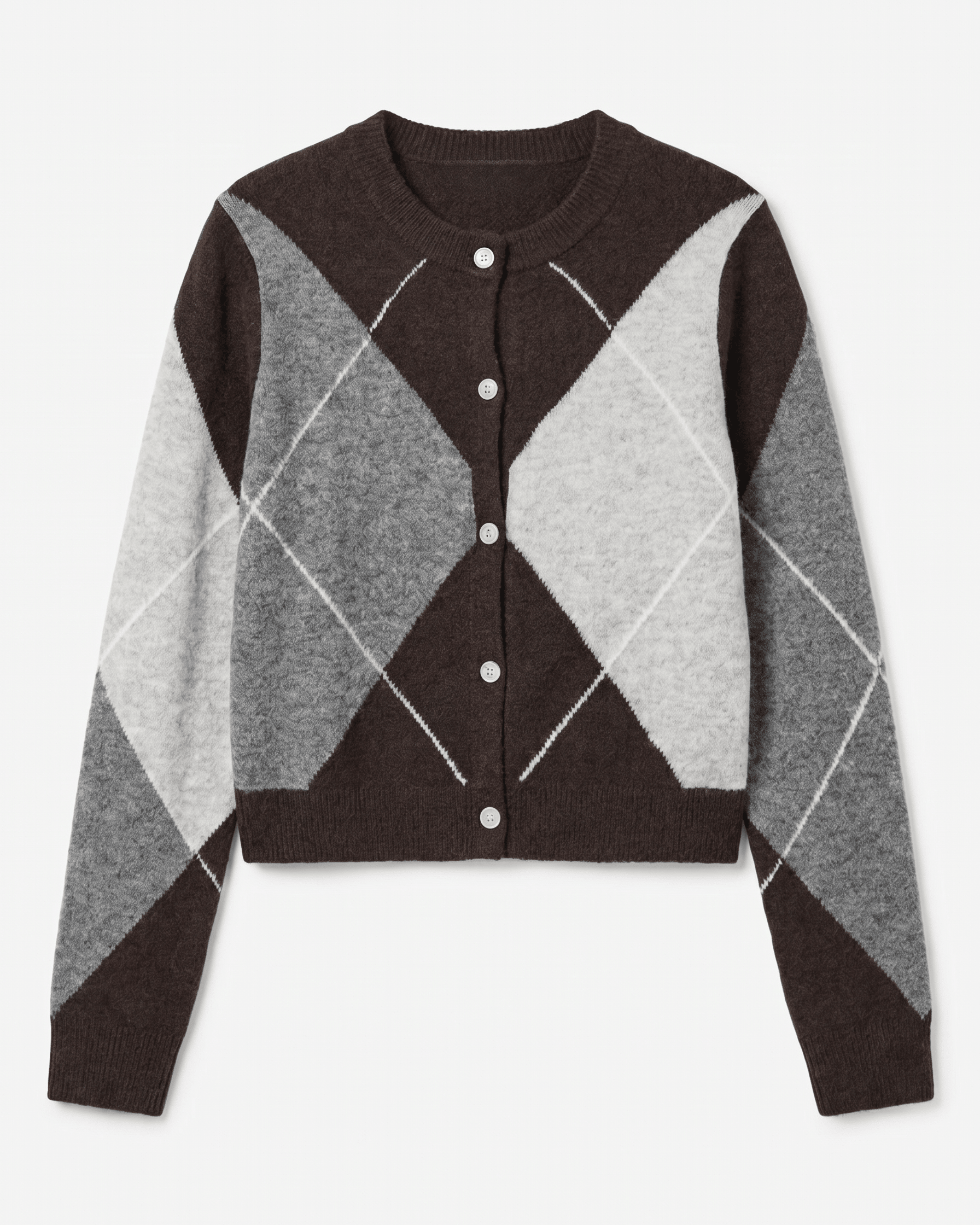 SALLY KNIT CARDIGAN - HOT FUDGE/GREY/BIRCH - Dinvintageshop