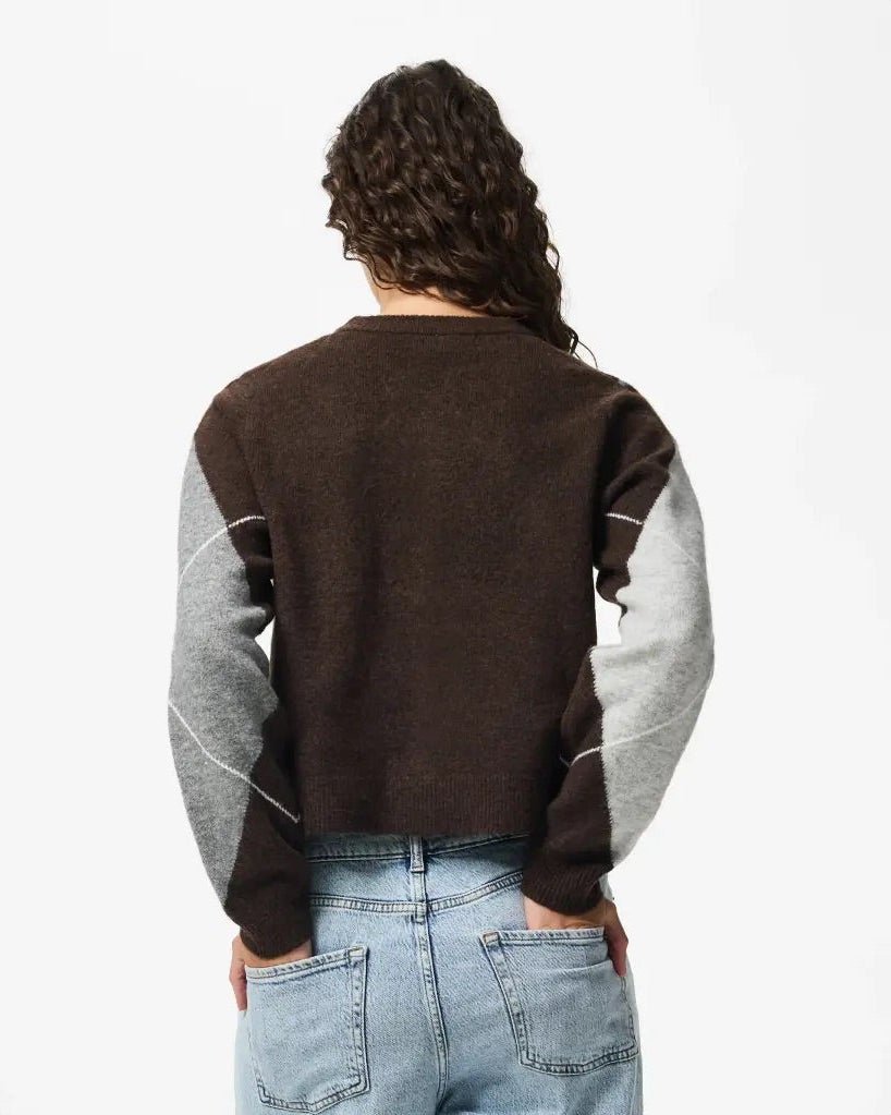 SALLY KNIT CARDIGAN - HOT FUDGE/GREY/BIRCH - Dinvintageshop