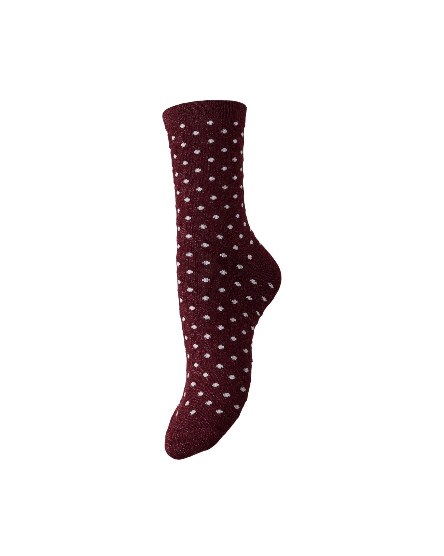 SEBBY GLITTER SOCKS - TAWNEY PORT DOTS