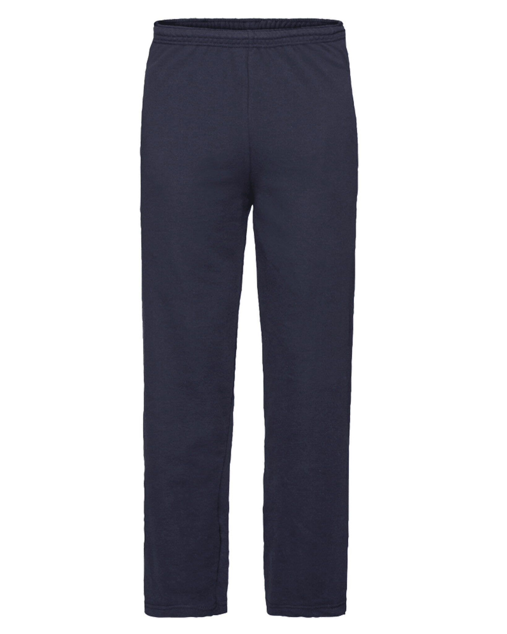 Navyblå Fruit of the Loom joggingbukser i blød bomuld med lige ben uden elastik.