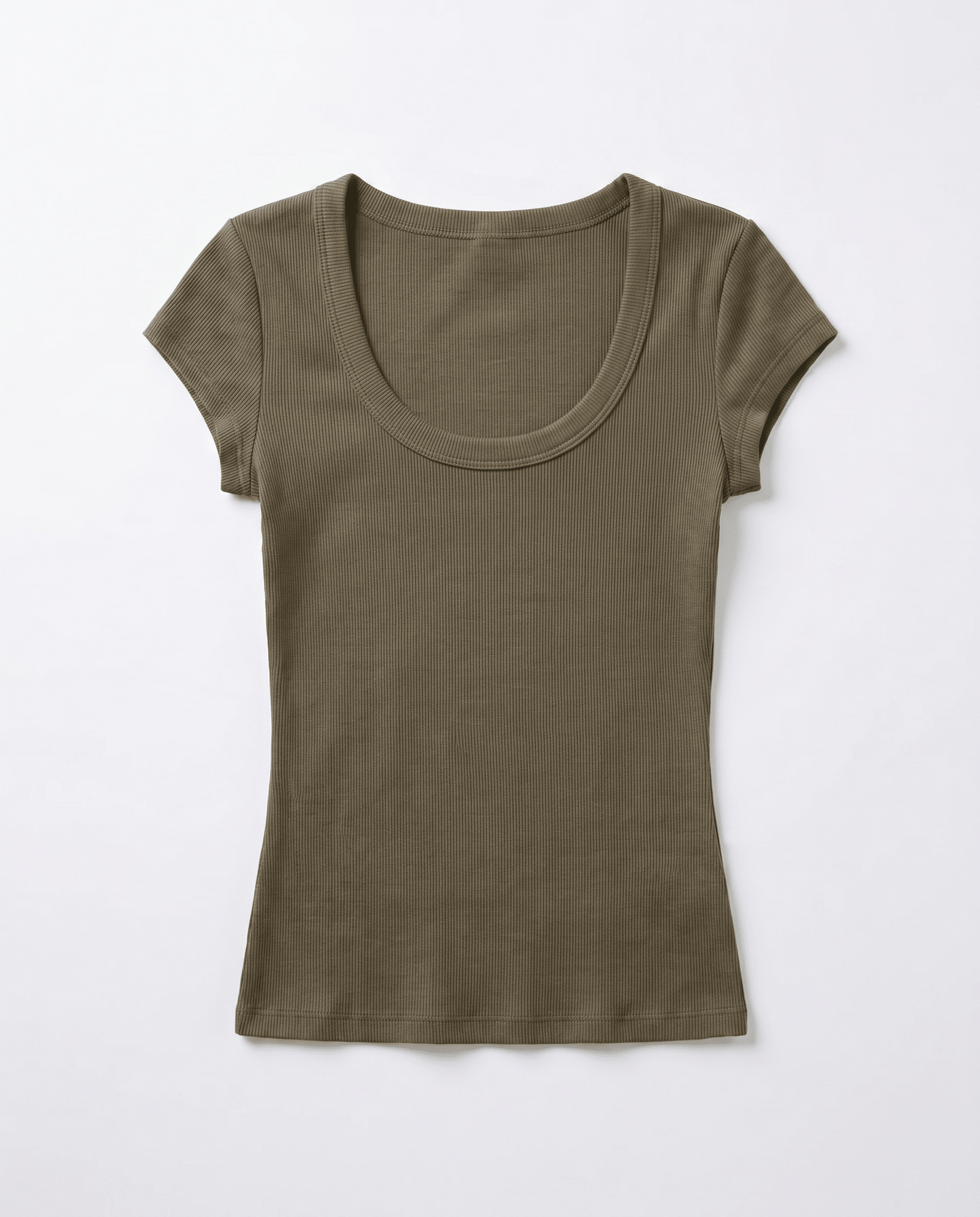 THEA KORTÆRMET T - SHIRT - ARMY - Dinvintageshop