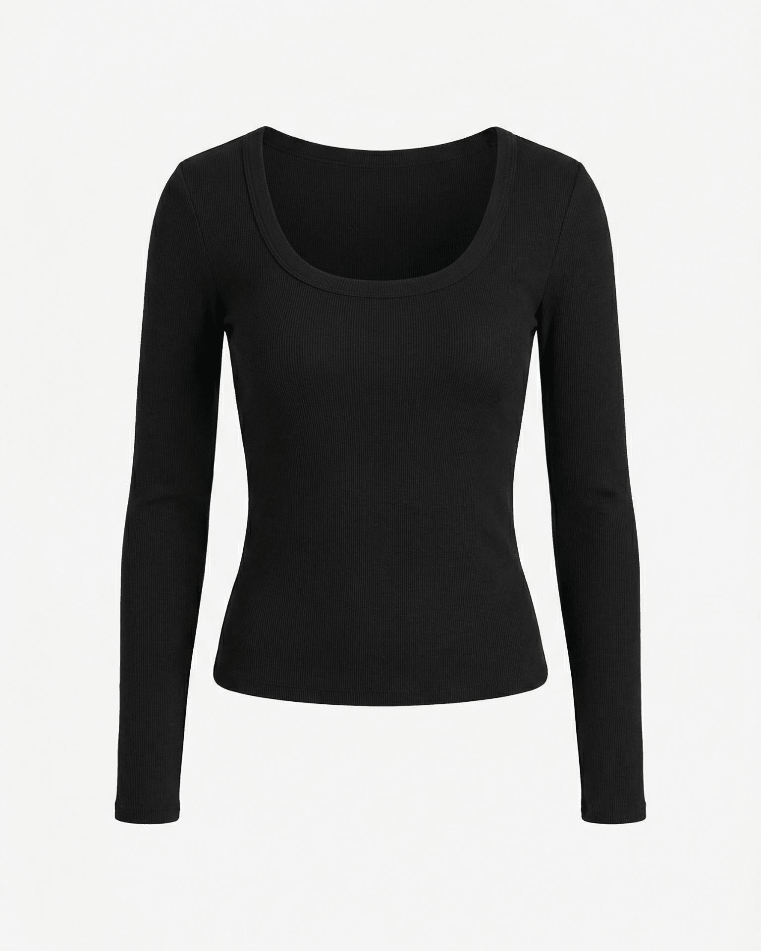 THEA LANGÆRMET T-SHIRT - BLACK