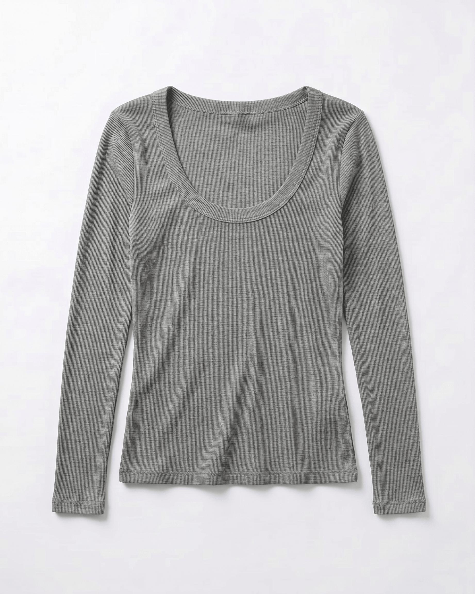 THEA LANGÆRMET T-SHIRT - LT GREY