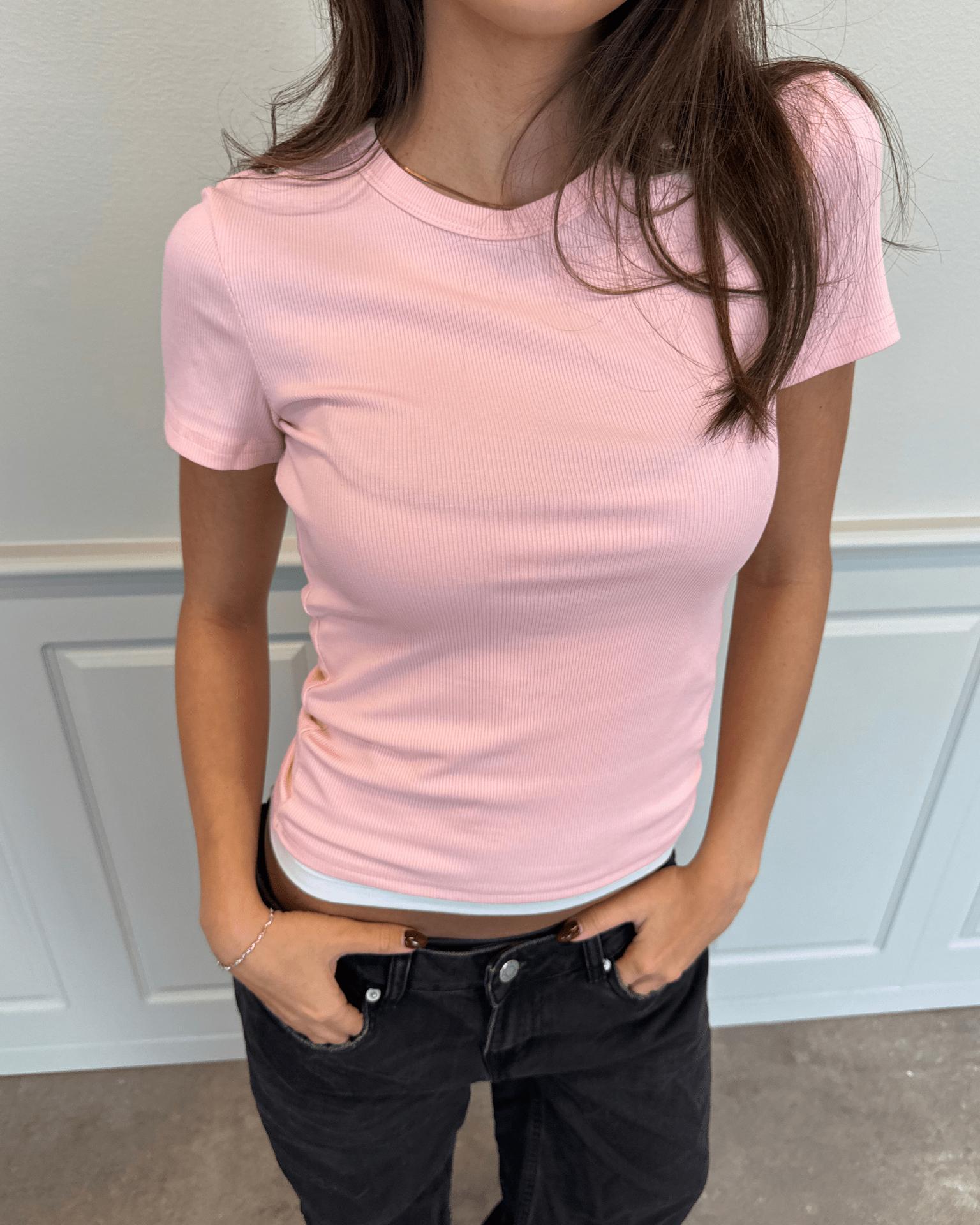 TILDE KORTÆRMET T-SHIRT - LT PINK