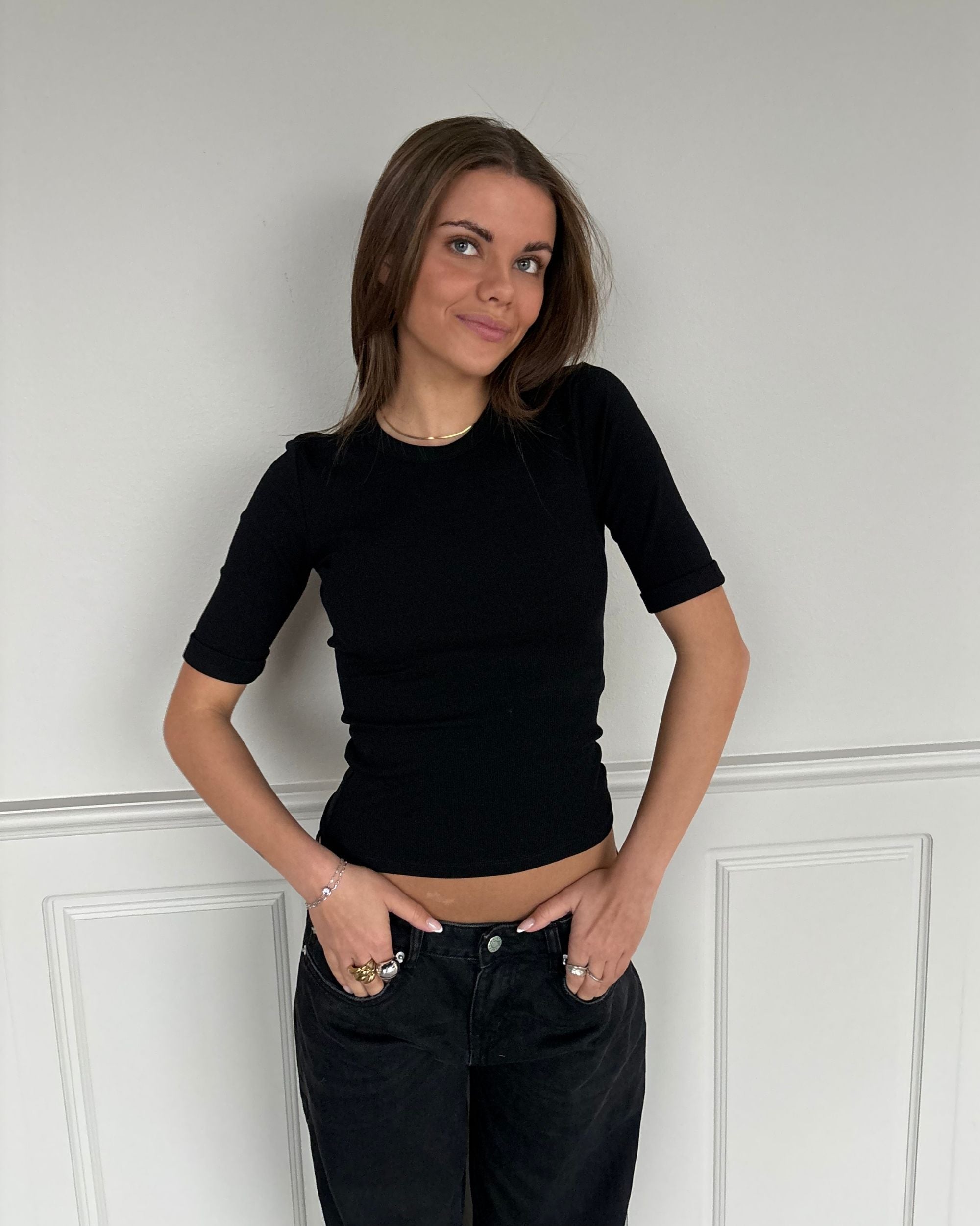 TINE 3/4 SLEEVE T - SHIRT - BLACK - Dinvintageshop