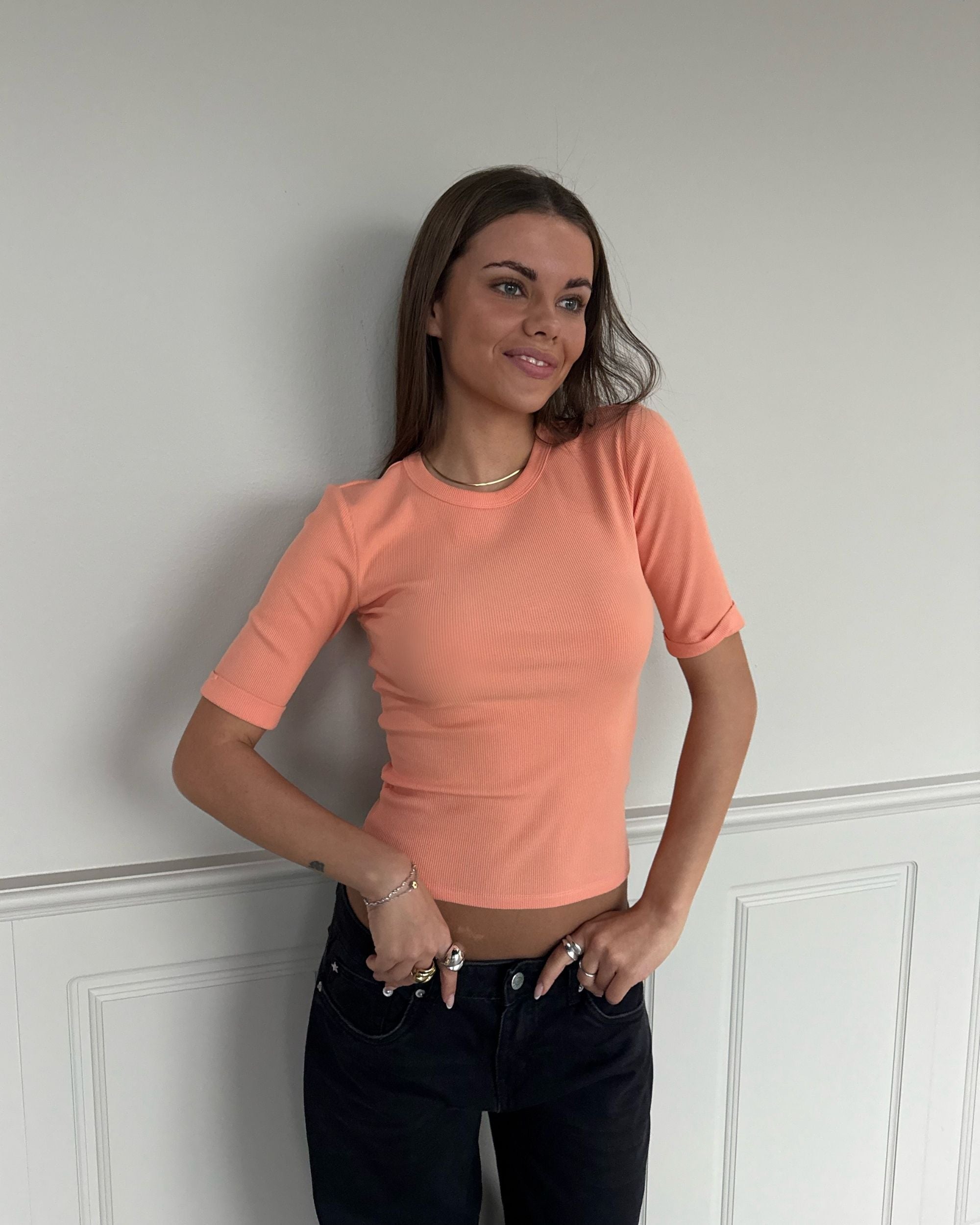 TINE 3/4 SLEEVE T - SHIRT - CORAL - Dinvintageshop