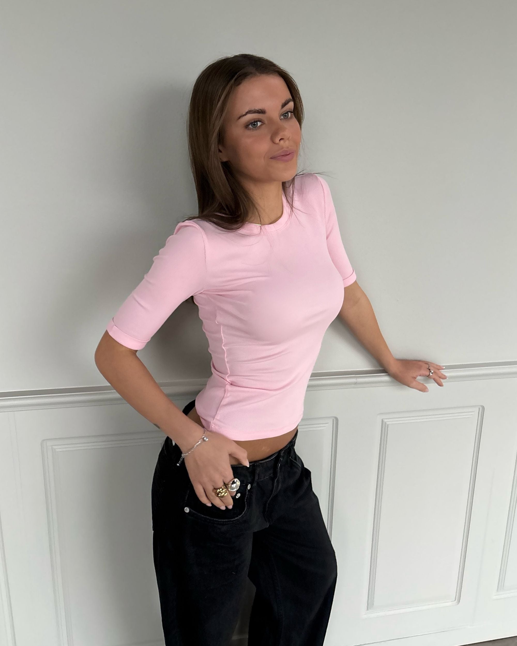 TINE 3/4 SLEEVE T - SHIRT - LIGHT PINK - Dinvintageshop