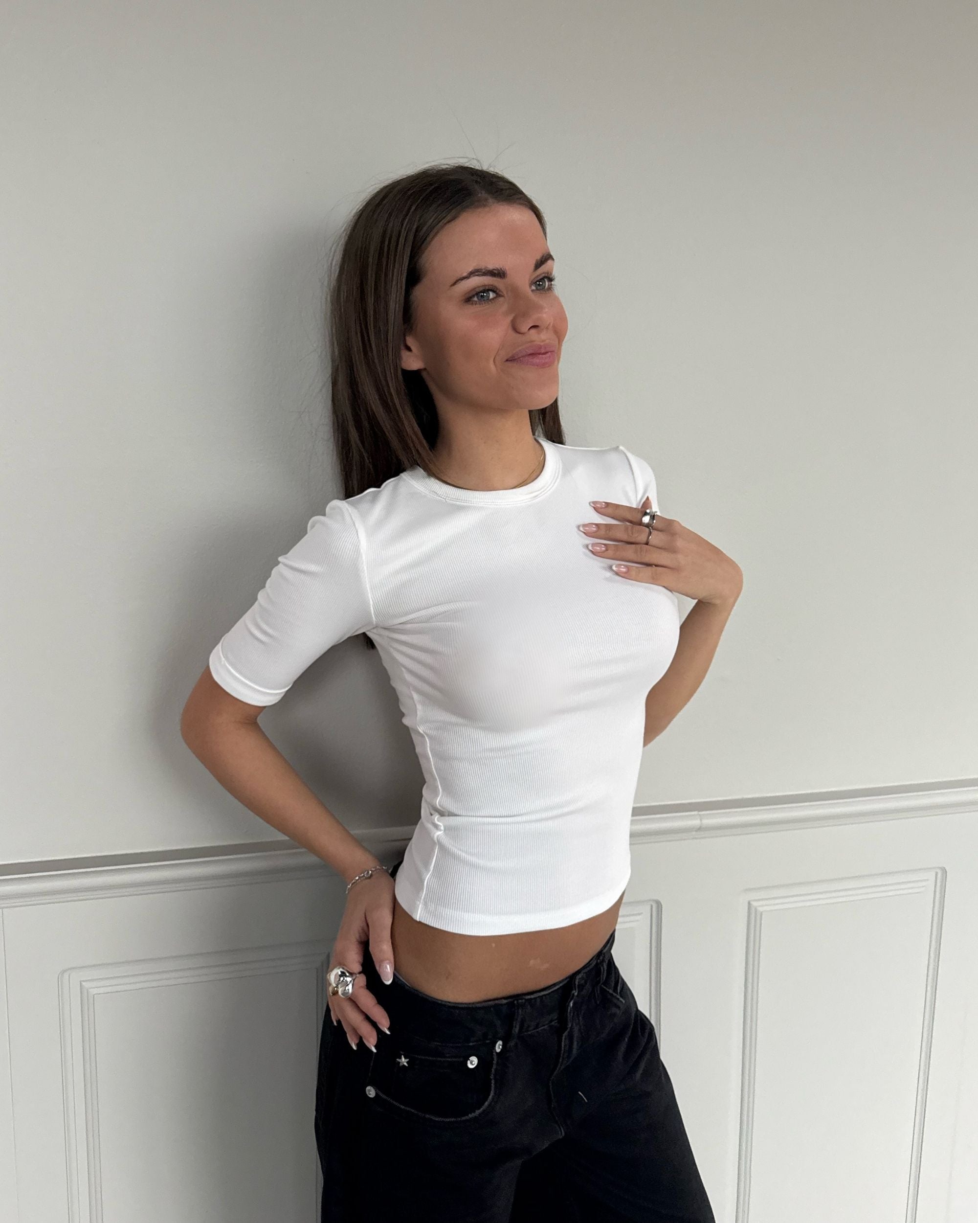 TINE 3/4 SLEEVE T - SHIRT - WHITE - Dinvintageshop
