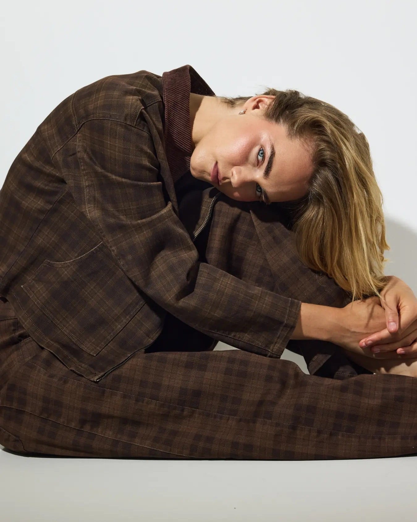 VERA SHORT JACKET - BROWN CHECK - Dinvintageshop