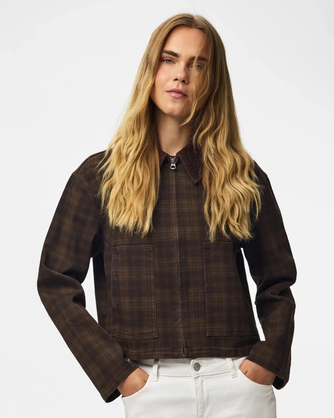 VERA SHORT JACKET - BROWN CHECK - Dinvintageshop