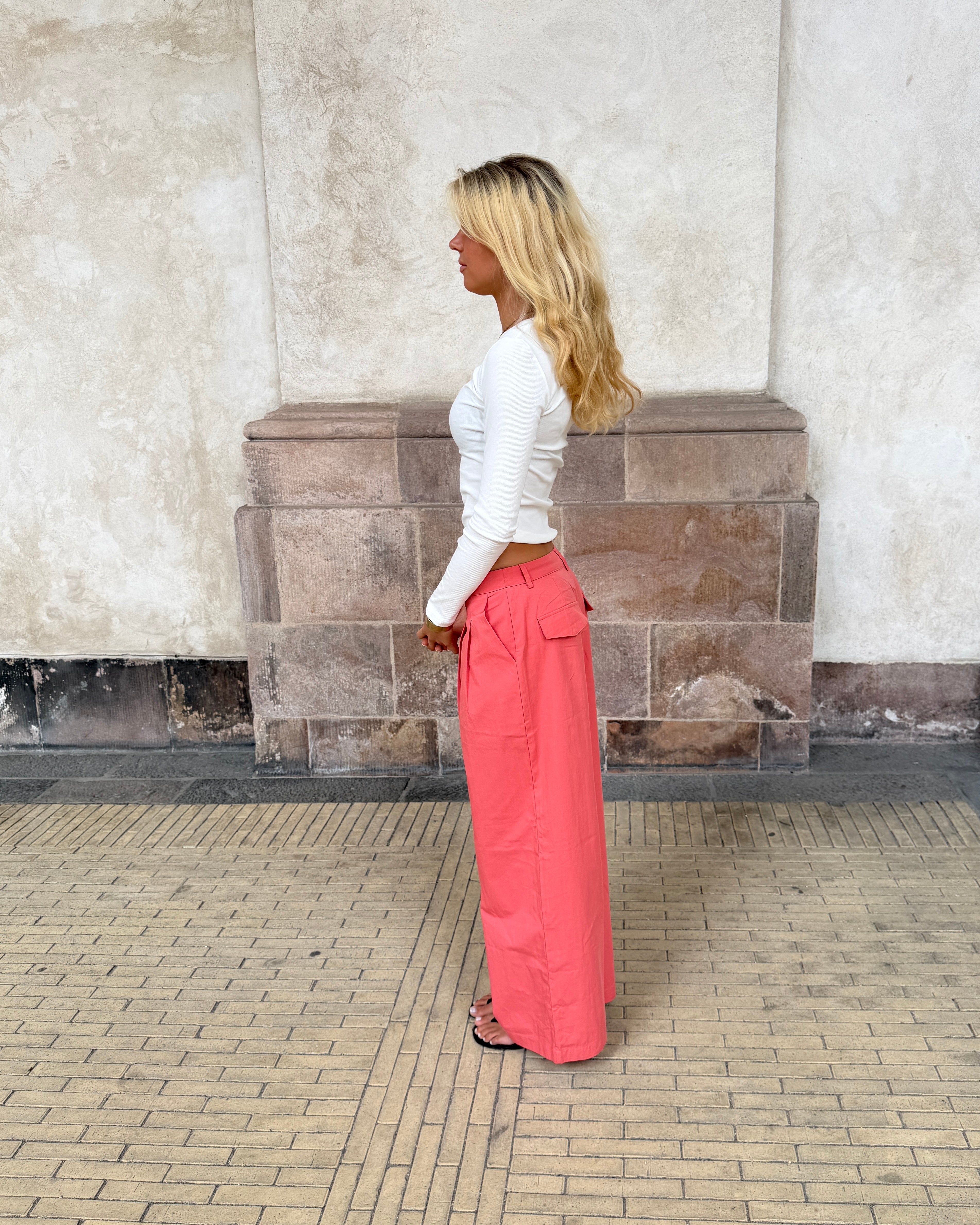 VICTORIA BAGGY PANT - CORAL - Dinvintageshop