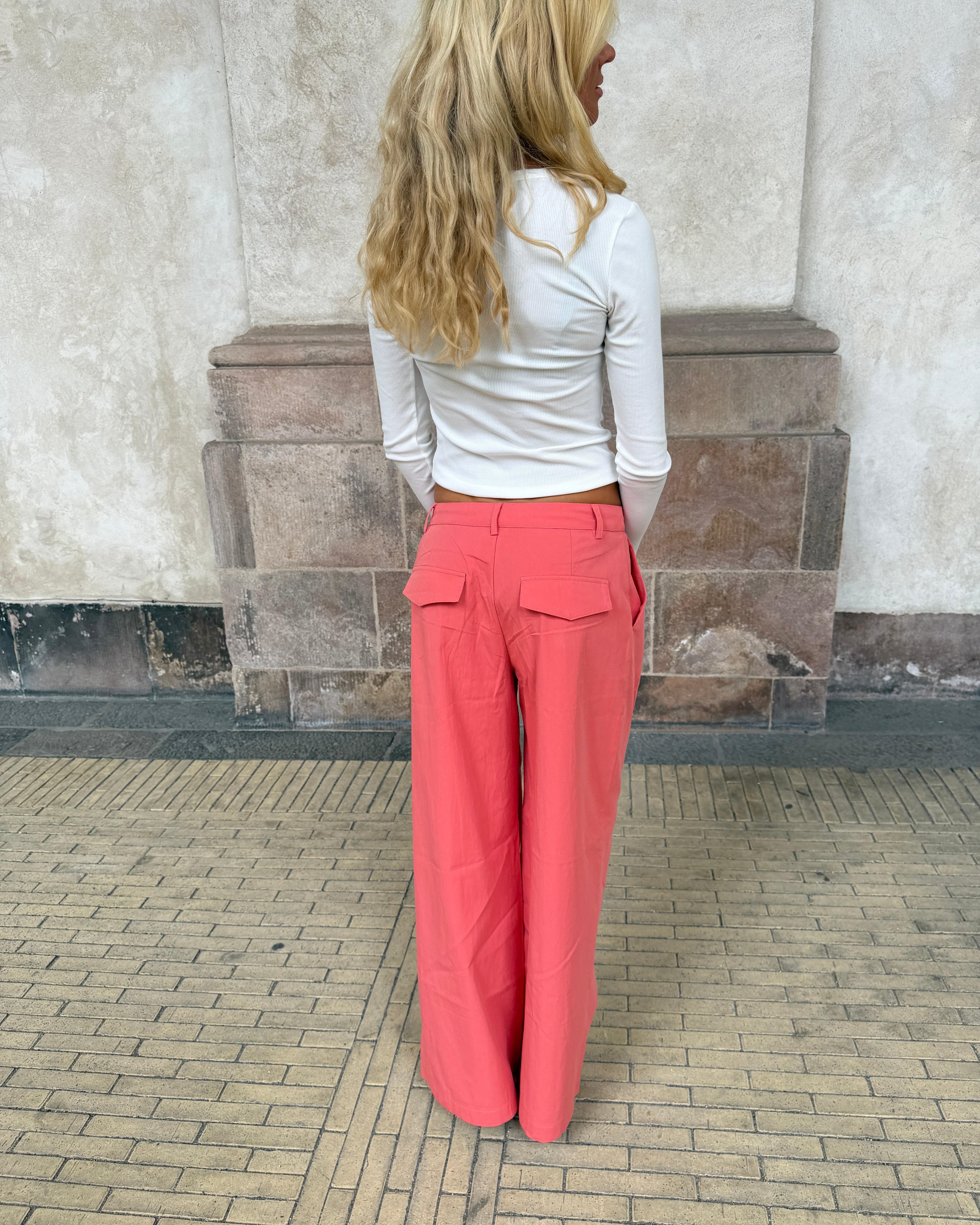 VICTORIA BAGGY PANT - CORAL - Dinvintageshop