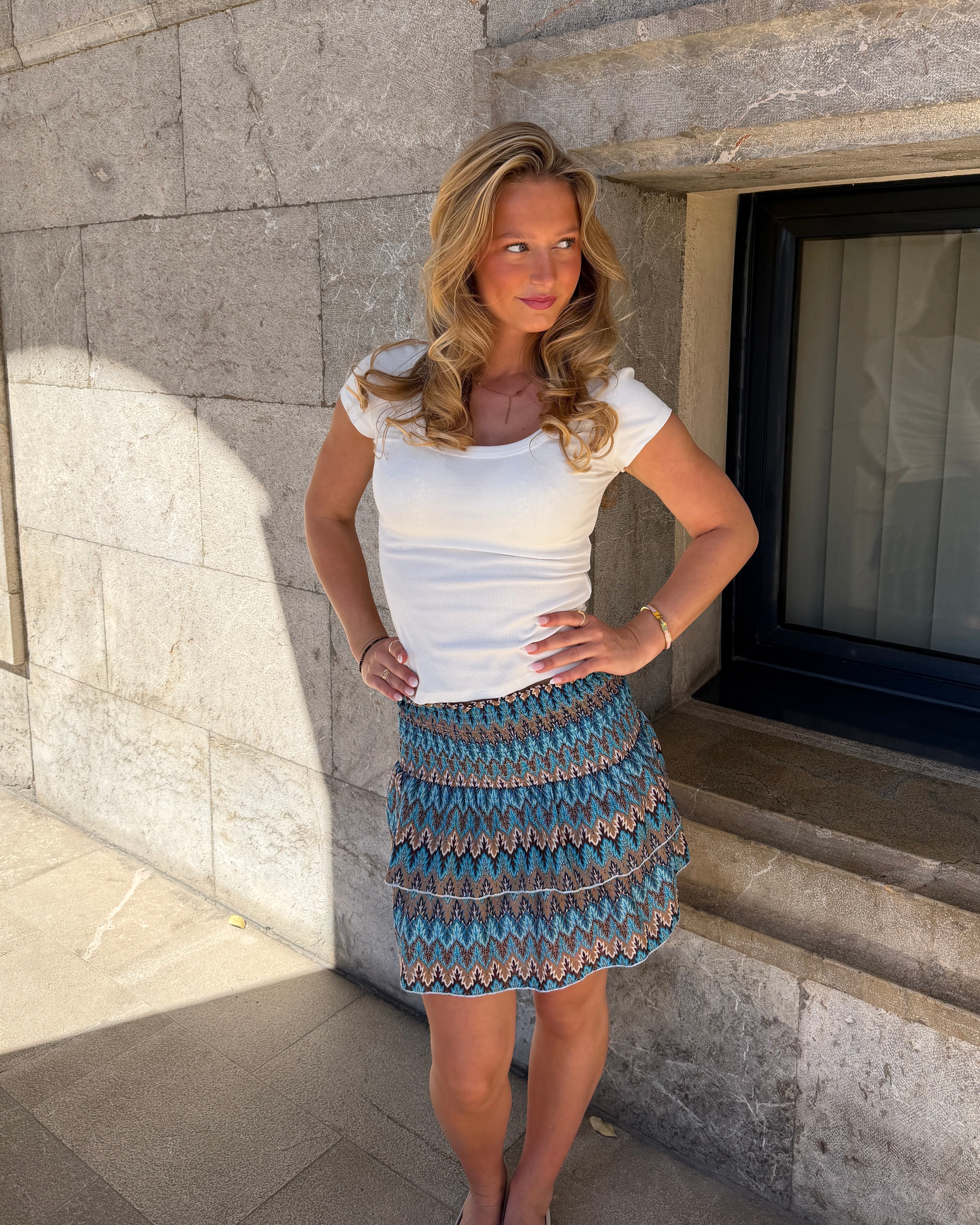 VIGGA RUFFLE TOP/SKIRT - BLUE MIX - Dinvintageshop
