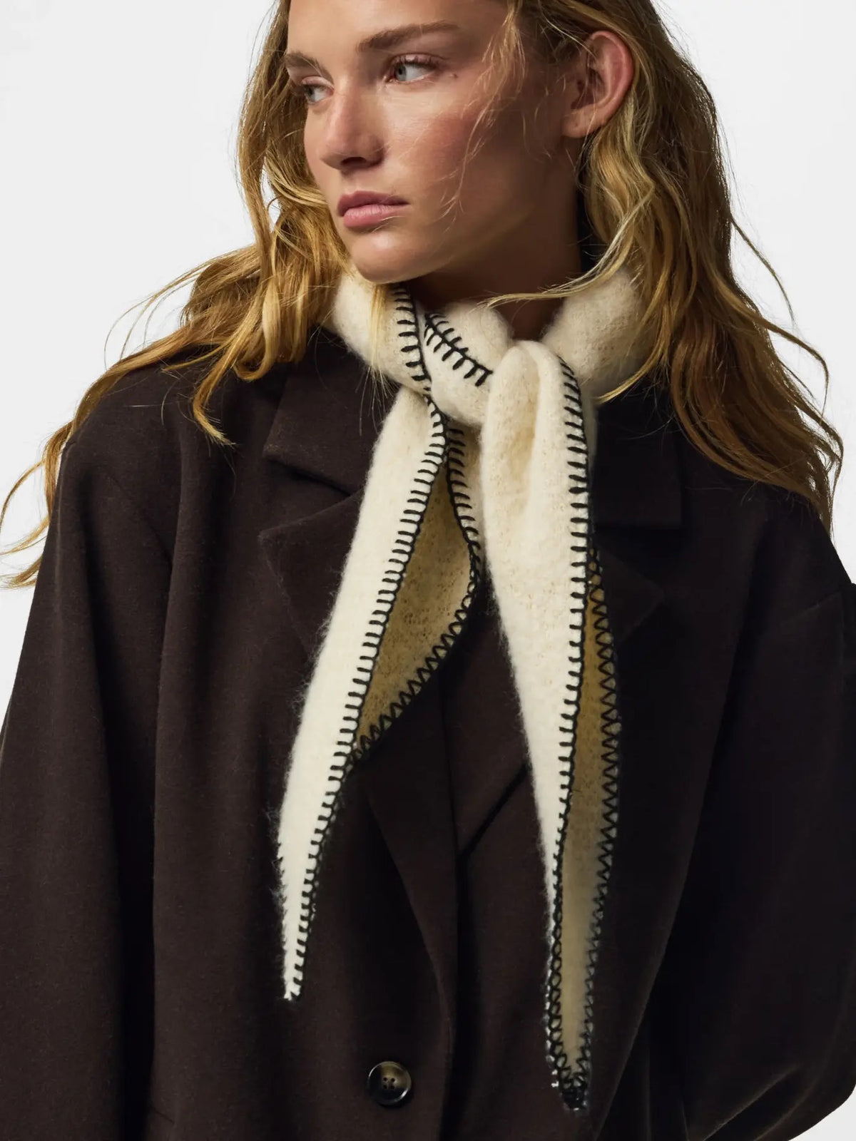 PYRON MINI SCARF - WHITECAP / CONTRAST STITCT